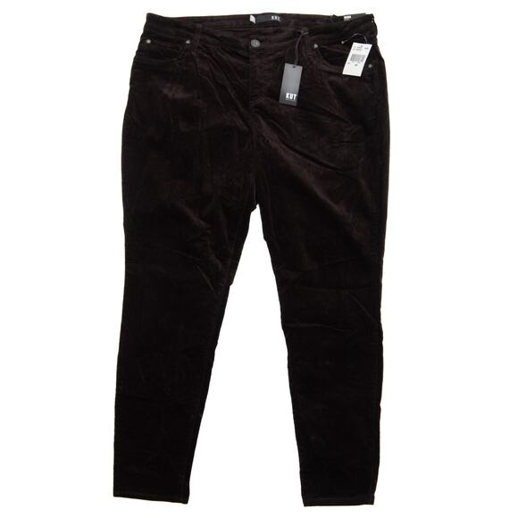 Kut From The Kloth Brown Bean Diana Corduroy Relaxed Fit Skinny Pants Size 18W - Picture 1 of 13
